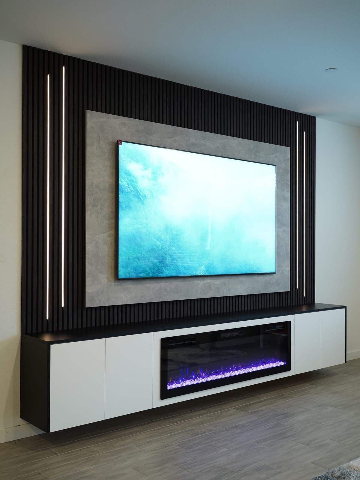 TV Media Walls completed project by Accent Wall & Paint